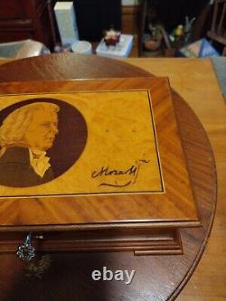 Vintage Reuge 35349 Switzerland Mozart Inlaid Portrait Music Box 72/3