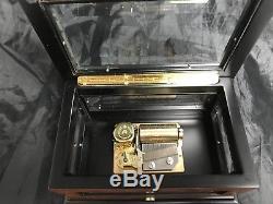 Vintage Reuge 36 Music Box, Beveled Crystal Clear Glass A. L Weber 1915 Free Ship
