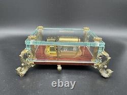 Vintage Reuge 37 Note Music Box Glass Casket, I Just Called To Say I Love You