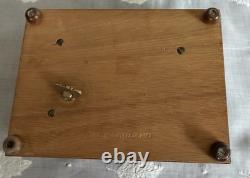 Vintage Reuge 3.36 Sainte-Croix Swiss Made Music Box Pioppo Burl Wood 3 songs
