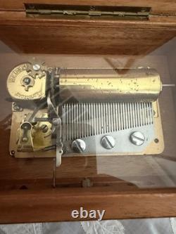 Vintage Reuge 3.36 Sainte-Croix Swiss Made Music Box Pioppo Burl Wood 3 songs