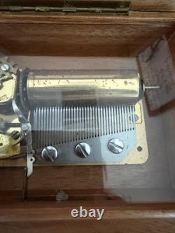 Vintage Reuge 3.36 Sainte-Croix Swiss Made Music Box Pioppo Burl Wood 3 songs