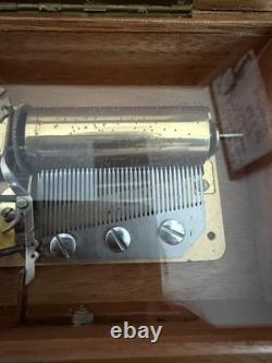 Vintage Reuge 3.36 Sainte-Croix Swiss Made Music Box Pioppo Burl Wood 3 songs