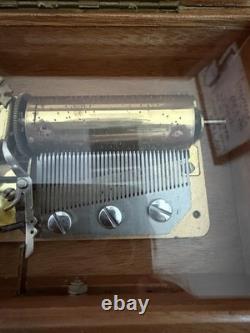 Vintage Reuge 3.36 Sainte-Croix Swiss Made Music Box Pioppo Burl Wood 3 songs