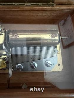 Vintage Reuge 3.36 Sainte-Croix Swiss Made Music Box Pioppo Burl Wood 3 songs