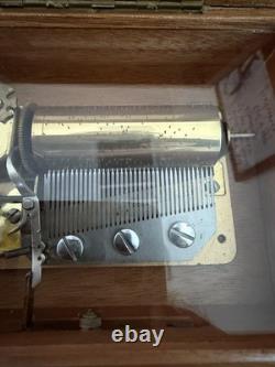 Vintage Reuge 3.36 Sainte-Croix Swiss Made Music Box Pioppo Burl Wood 3 songs