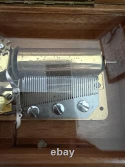 Vintage Reuge 3.36 Sainte-Croix Swiss Made Music Box Pioppo Burl Wood 3 songs