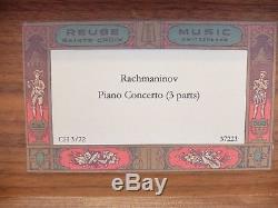 Vintage Reuge 3 Song 72 Note Music Box Piano Concerto Rachmaninov (watch Video)