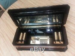 Vintage Reuge 50 Note 10 Aire Swiss Music Box 5 Cylinders Near Pristine