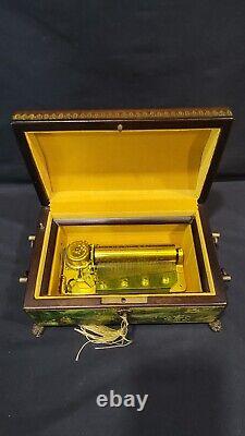 Vintage Reuge 50 Valves Music Box 4 Songs, Treasure Chest Shape