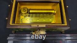 Vintage Reuge 50 Valves Music Box 4 Songs, Treasure Chest Shape