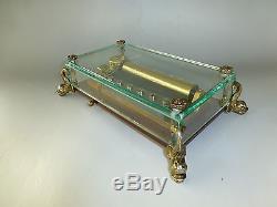 Vintage Reuge 72 Music Box, Crystal Clear Glass Plays 3 Songs Love Story & More