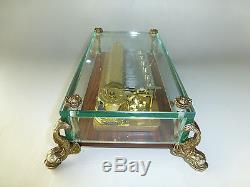 Vintage Reuge 72 Music Box, Crystal Clear Glass Plays 3 Songs Love Story & More