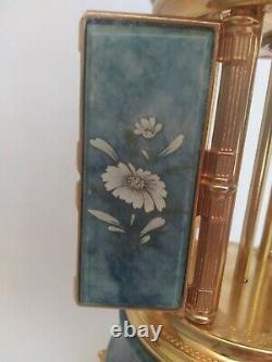 Vintage Reuge Alabaster Musical Cigarette Holder Music Box Carousel Blue/flowers