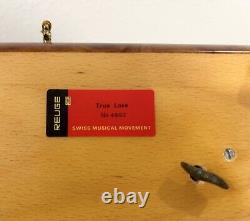 Vintage Reuge Box with KEY Plays True Love #4892 Sainte-Croix Switzerland RARE