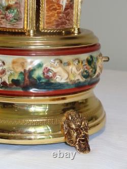 Vintage Reuge Capodimonte Cherubs Lipstick Carousel Music Box