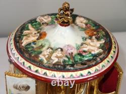 Vintage Reuge Capodimonte Cherubs Lipstick Carousel Music Box