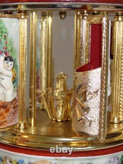 Vintage Reuge Capodimonte Cherubs Lipstick Carousel Music Box