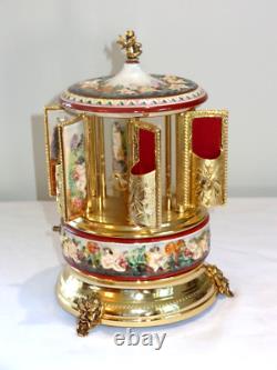 Vintage Reuge Capodimonte Cherubs Lipstick Carousel Music Box