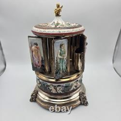Vintage Reuge Capodimonte Italian Musical Lipstick Dispenser With Cherub READ