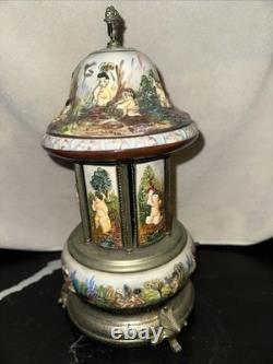 Vintage Reuge Capodimonte Italy Cherub Music Carousel Cigarette/Lipstick Holder