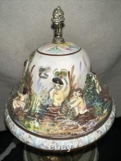 Vintage Reuge Capodimonte Italy Cherub Music Carousel Cigarette/Lipstick Holder