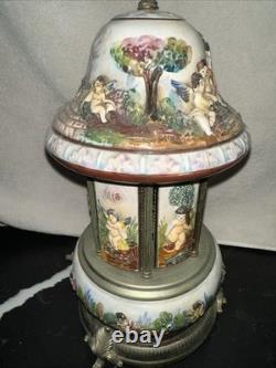 Vintage Reuge Capodimonte Italy Cherub Music Carousel Cigarette/Lipstick Holder