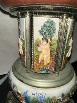 Vintage Reuge Capodimonte Italy Cherub Music Carousel Cigarette/Lipstick Holder