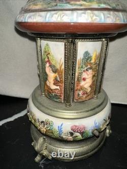 Vintage Reuge Capodimonte Italy Cherub Music Carousel Cigarette/Lipstick Holder