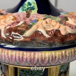 Vintage Reuge Capodimonte Italy Cherub Music Carousel Cigarette/lipstick Holder