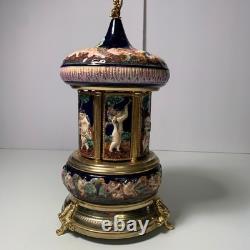 Vintage Reuge Capodimonte Italy Cherub Music Carousel Cigarette/lipstick Holder