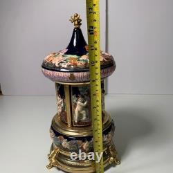 Vintage Reuge Capodimonte Italy Cherub Music Carousel Cigarette/lipstick Holder