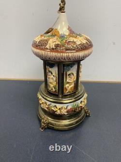 Vintage Reuge Carousel Lipstic Cigarette Style Cherubs Music Box Italy