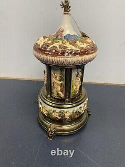 Vintage Reuge Carousel Lipstic Cigarette Style Cherubs Music Box Italy