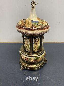 Vintage Reuge Carousel Lipstic Cigarette Style Cherubs Music Box Italy