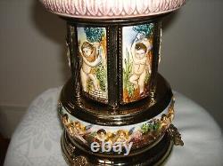 Vintage Reuge Carousel Lipstic Cigarette Style Cherubs Music Box Italy 14 Tall