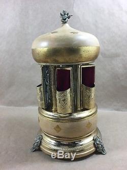 Vintage Reuge Carousel Music Box Cigar Cigarette Lipstick Jewelry Holder Swiss