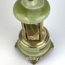 Vintage Reuge Carousel Music Box Cigar Lipstick Holder Green Onyx MOD. BEV