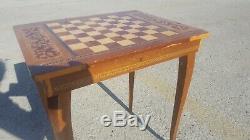 Vintage Reuge Chess Checkerboard Table Swiss Music Box Italy Lara's Theme