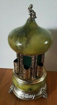 Vintage Reuge Cigarette Cigar Lipstick Carousel Music Box Made in Italy Works