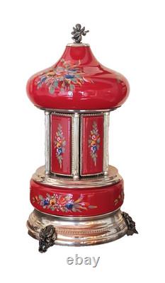 Vintage Reuge Cigarette or Lipstick holder carousel music box 50s/60s, Italy