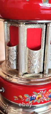 Vintage Reuge Cigarette or Lipstick holder carousel music box 50s/60s, Italy