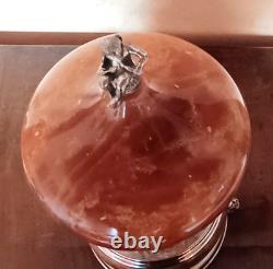 Vintage Reuge Cigarette or Lipstick holder carousel music box brown onyx