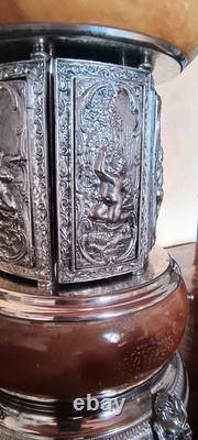 Vintage Reuge Cigarette or Lipstick holder carousel music box brown onyx