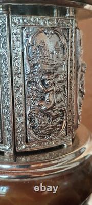 Vintage Reuge Cigarette or Lipstick holder carousel music box brown onyx Vintage Reuge Cigarette or Lipstick holder carousel music box brown onyx