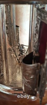 Vintage Reuge Cigarette or Lipstick holder carousel music box brown onyx