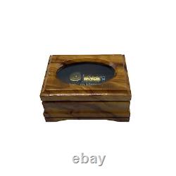 Vintage Reuge Croix Brown Gold Switzerland Wooden Music Box Size 5