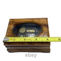 Vintage Reuge Croix Brown Gold Switzerland Wooden Music Box Size 5