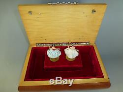 Vintage Reuge Dancing Ballerina Music Box Automaton Jewelry Case Double Dancers