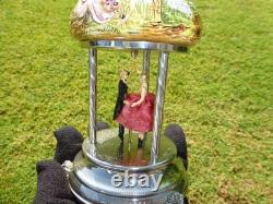 Vintage Reuge Dancing Ballerina Music Box Automaton With Lighter (watch Video)